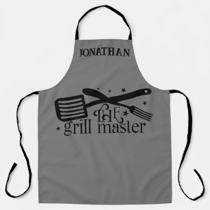 Grill Master BBQ Chef Cook Gift for Him Name Apron