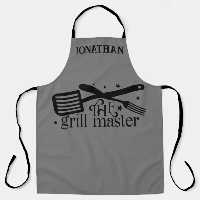 Grill Master BBQ Chef Cook Gift for Him Name Apron (Front)