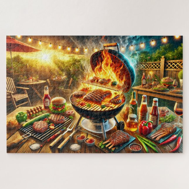 Grill Master BBQ Funny Father's Day Cookout Gift Jigsaw Puzzle (Horizontal)