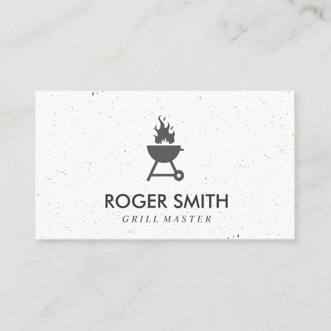 Grill Master BBQ Pit Grungy Speckled Business Card (Front)