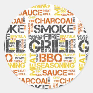 Grill Master BBQ Typography Classic Round Sticker