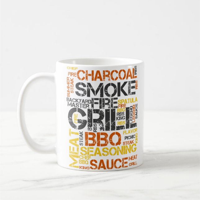 Grill Master BBQ Typography Coffee Mug (Left)