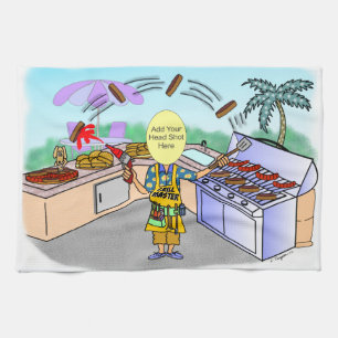 Grill Master Cartoon Tea Towel