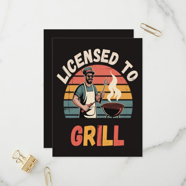 Grill Master Dad Invitation Postcard (Front/Back In Situ)