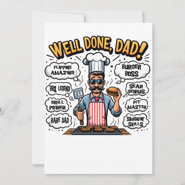 Grill Master Dad The Hero of Summer BBQs Invitation (Front)