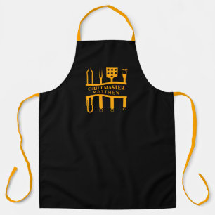 Grill Master fathers day black orange text classic Apron