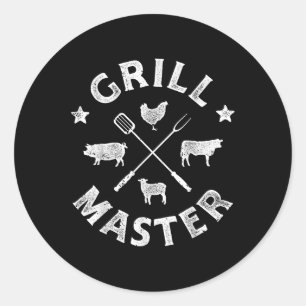 Grill Master Funny Pork Bbq Barbecue Grillmaster M Classic Round Sticker