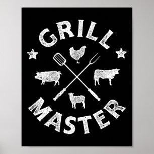 Grill Master Funny Pork Bbq Barbecue Grillmaster M Poster