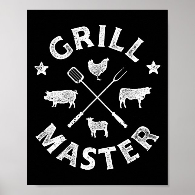 Grill Master Funny Pork Bbq Barbecue Grillmaster M Poster (Front)