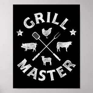 Grill Master Funny Pork Bbq Barbecue Grillmaster M Poster