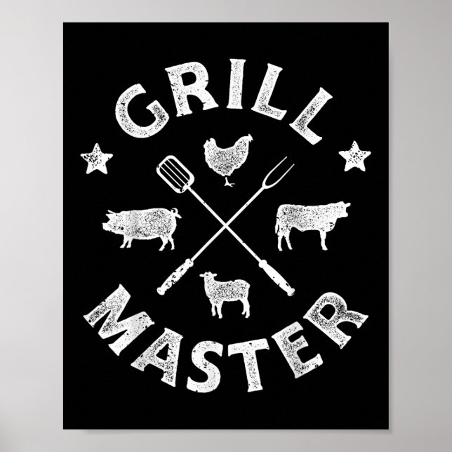 Grill Master Funny Pork Bbq Barbecue Grillmaster M Poster (Front)