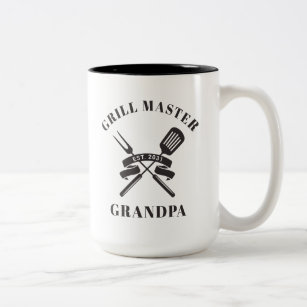 Grill Master Grandpa Best Grandfather Custom Two-Tone Coffee Mug