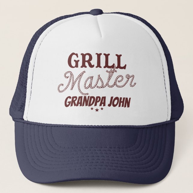 Grill Master Grandpa Personalised Father's Day BBQ Trucker Hat (Front)