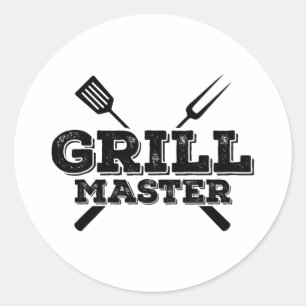 Grill Master Grilling Byrbecue Bbq Smoker Graphic Classic Round Sticker