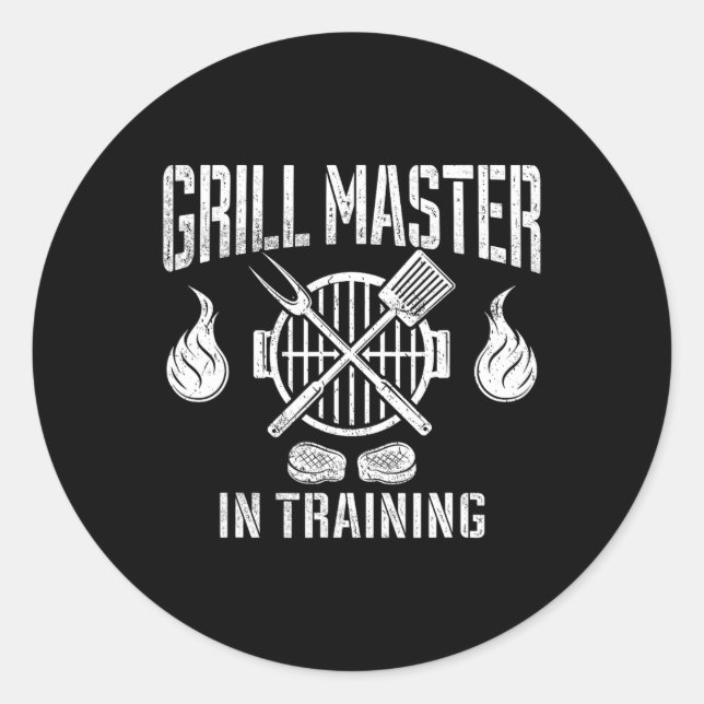 Grill Master In Training Funny Bbq Lover Grilling  Classic Round Sticker (Front)