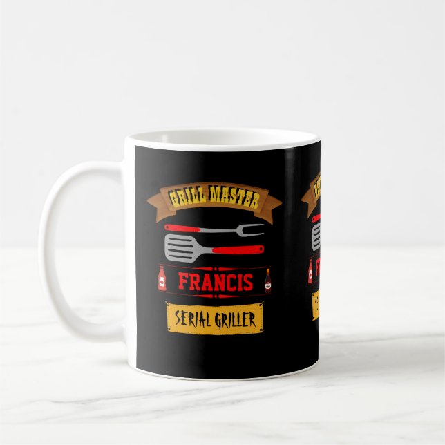 Grill Master personalised mug with editable name (Left)
