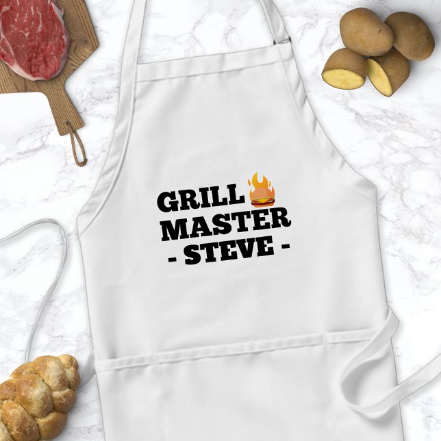 Grill Master Personalised Name Apron For Men (Creator Uploaded)