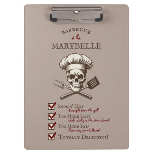 Grill Master Skully - Vintage Skull Illustration  Clipboard