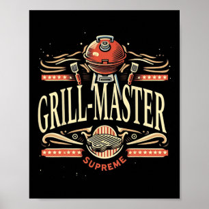 Grill Master Supreme Bbq Funny Graphic Tees  Poster