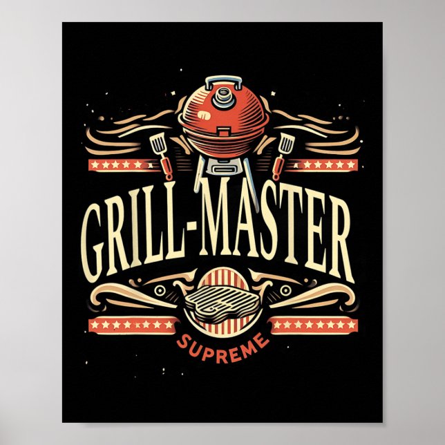 Grill Master Supreme Bbq Funny Graphic Tees  Poster (Front)
