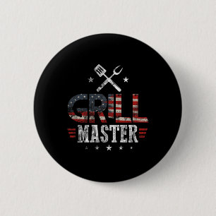 Grill Master Usa Flag Patriotic Barbeque Bbq 4th O 6 Cm Round Badge
