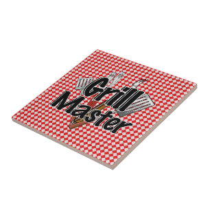 Grill Master with BBQ Tools & Picnic Table Ceramic Tile