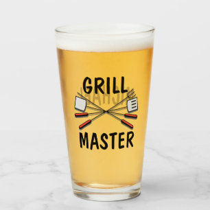 Grill Master with Name Glass