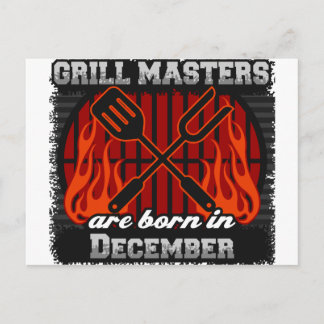Grill Masters Are Born In December BBQ Birthday Postcard