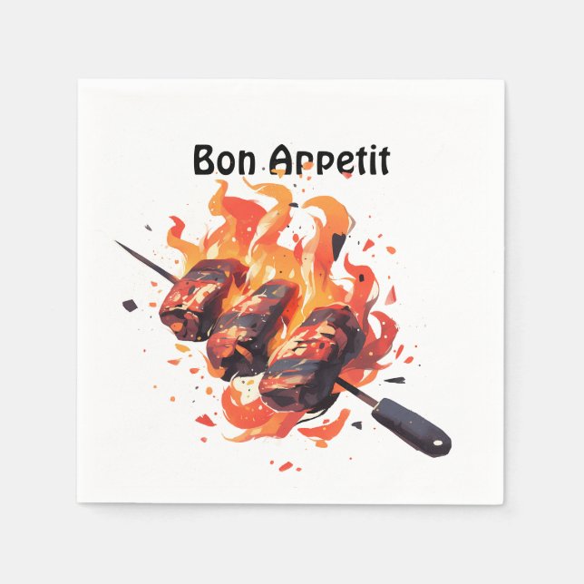 🔥🍢 "Grill Master's Delight" - Bon Appetit Napkin (Front)
