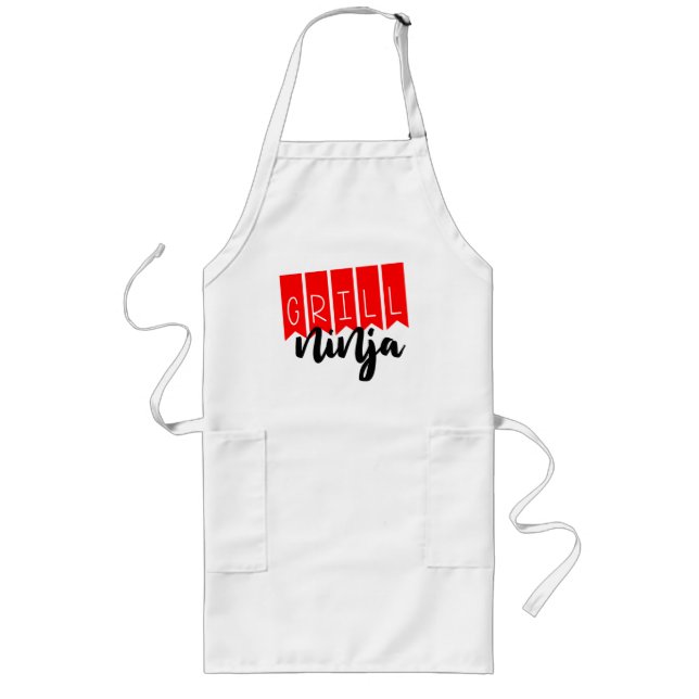 Grill Ninja Funny Apron with Pockets - Summer BBQ  (Front)