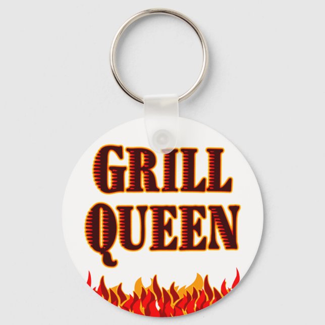 Grill Queen Funny BBQ Saying Key Ring (Front)