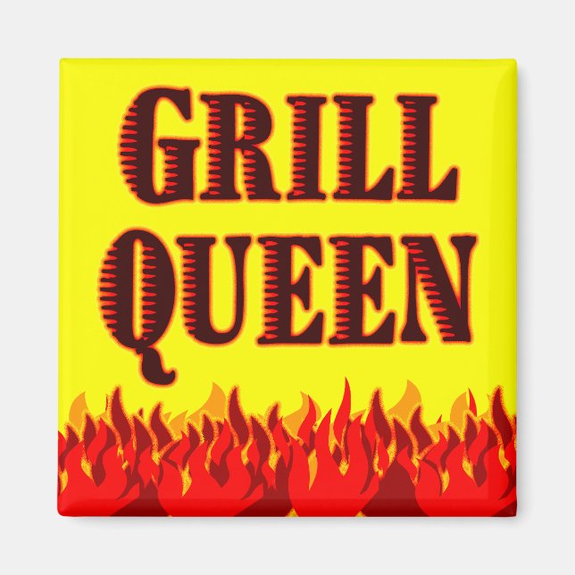 Grill Queen Funny BBQ Saying Magnet (Front)