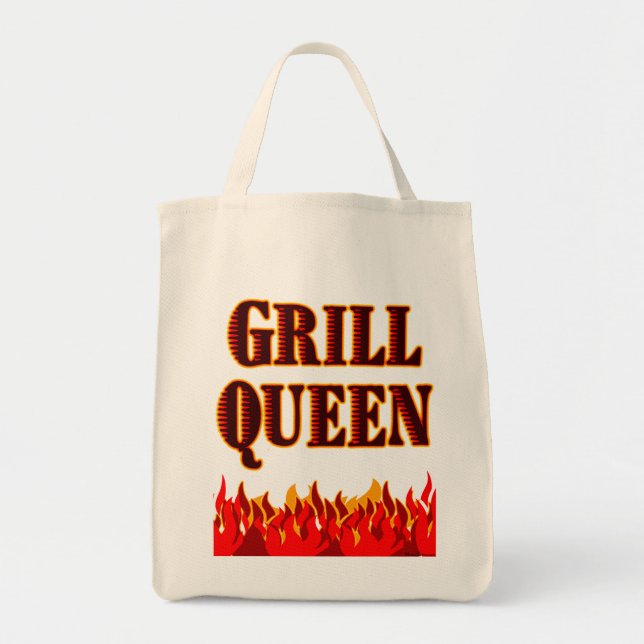 Grill Queen Funny BBQ Saying Tote Bag (Front)