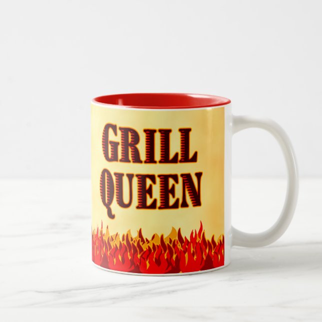 Grill Queen Red Flames BBQ Saying Mug (Right)