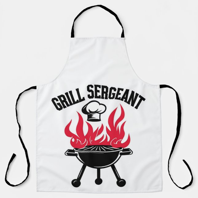 Grill Sergeant BBQ Dad Funny Party Apron (Front)