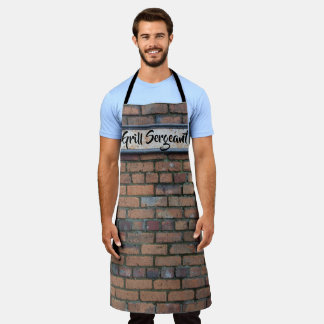 Grill Sergeant Brick Wall Rusty Sign Personalised Apron