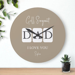Grill Sergeant Dad I Love You Name Customised Large Clock