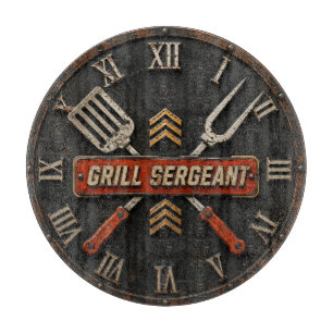 Grill Sergeant Funny BBQ Grill Master Man Cave Cutting Board