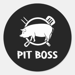 Grill Smoker Pit Boss Meat Lover Bbq Grilling Classic Round Sticker