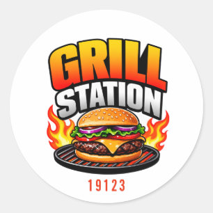 🔥 Grill Station Restaurant Kitchen Staff Team 🍔 Classic Round Sticker