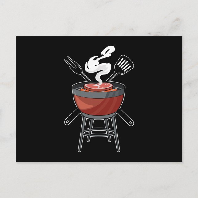 Grill with Meat fork & Spatula Postcard (Front)
