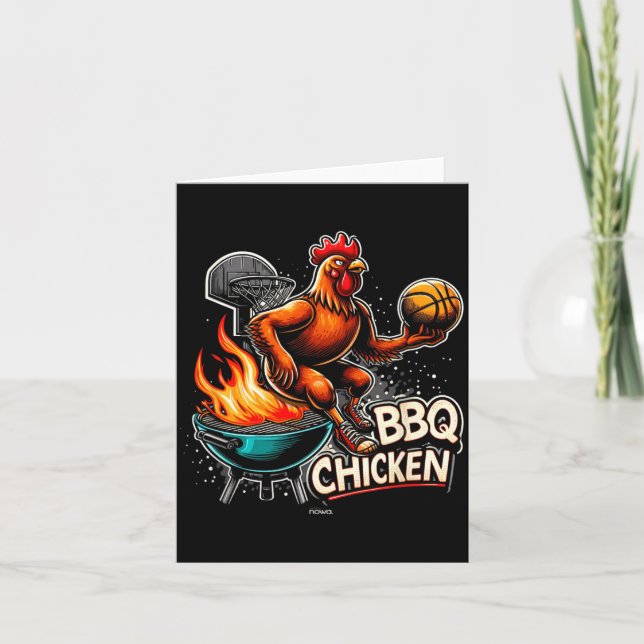 Grilled Bbq Chicken Playing Flaming Basball Card (Front)