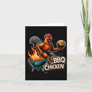 Grilled Bbq Chicken Playing Flaming Basketball Card