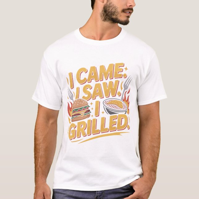 Grilled Burger Lovers Funny BBQ Typography T-Shirt (Front)