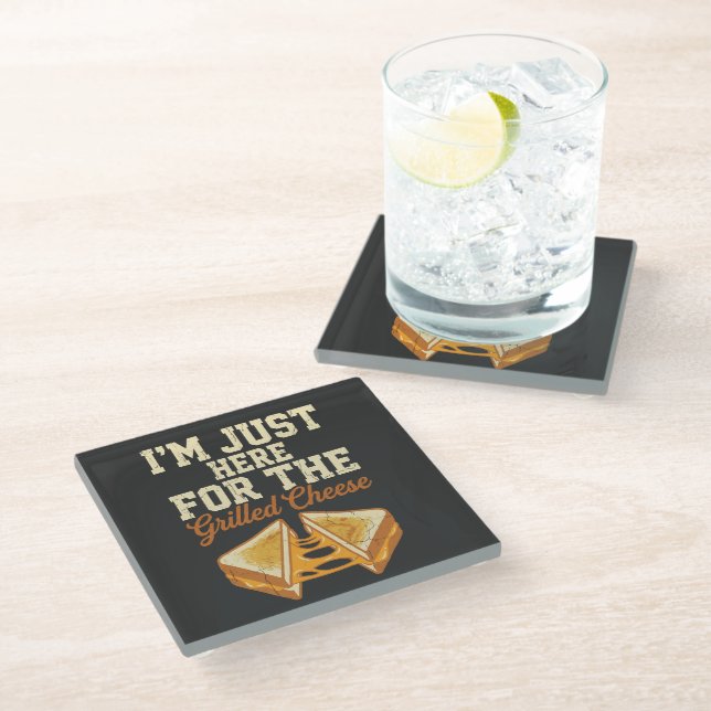 Grilled Cheese Day Glass Coaster (Angled)