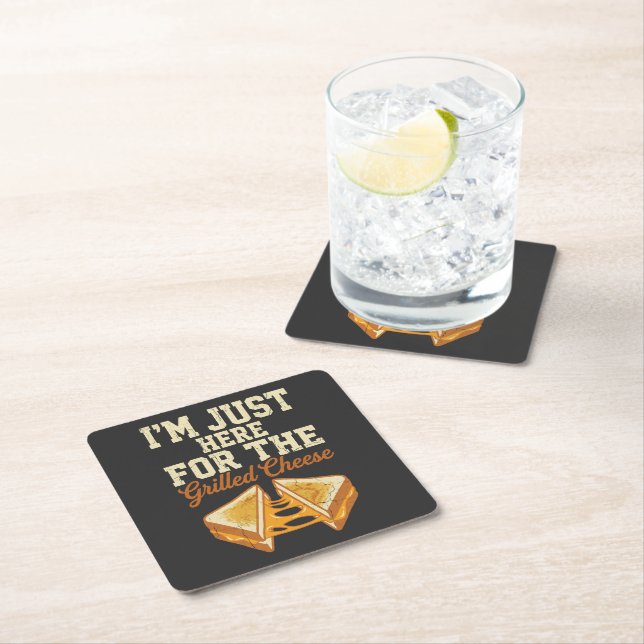 Grilled Cheese Day Square Paper Coaster (Insitu)