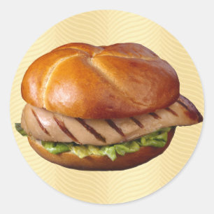 Grilled Chicken Sandwich Classic Round Sticker