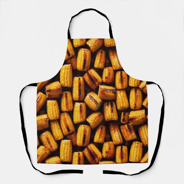 Grilled corn on the cob covered, food theme apron (Front)