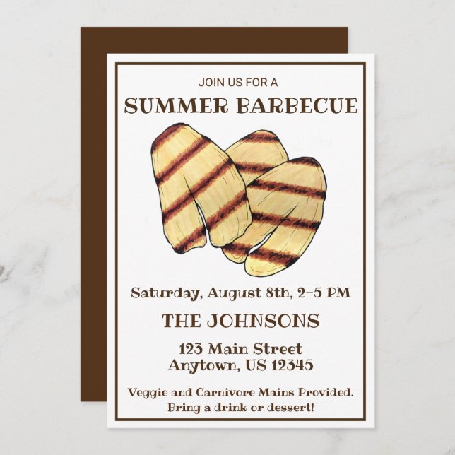 Grilled Halloumi Cheese BBQ Barbecue Cookout Invitation (Front/Back)