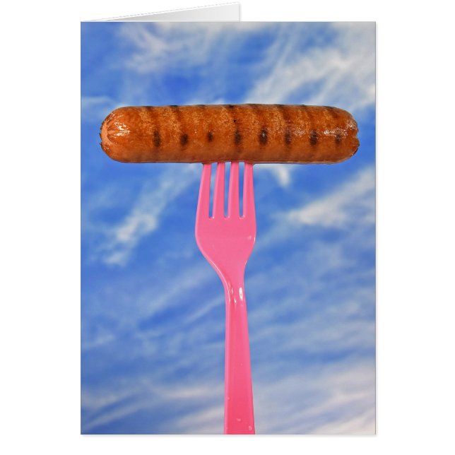 grilled hot dog on fork (Front)